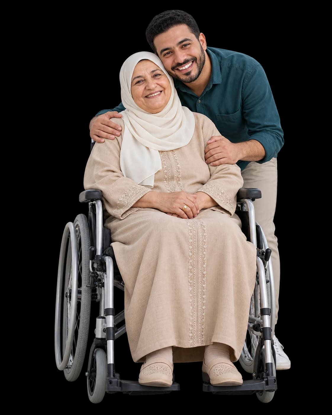 Une mère et son fils, sereins et souriants